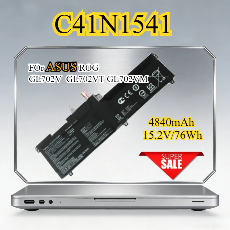 C41N1541 Laptop Battery for Asus Rog STRIX G702VT G702VMK GL702V G702VS G702ZC GL702VM GL702VSK GL702VT 0B200-02070200 C41PP91
C41N1541 Laptop Battery for Asus Rog STRIX G702VT G702VMK GL702V G702VS G702ZC GL702VM GL702VSK GL702VT 0B200-02070200 C41PP91