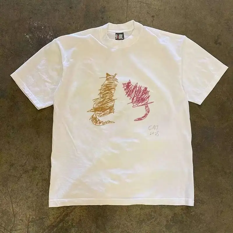 Men's T-Shirts Oversized Retro Printed Short Sleeved T-Shirt Male Y2K Summer New Harajuku Tide Brand Loose Couple Top
Men's T-Shirts Oversized Retro Printed Short Sleeved T-Shirt Male Y2K Summer New Harajuku Tide Brand Loose Couple Top