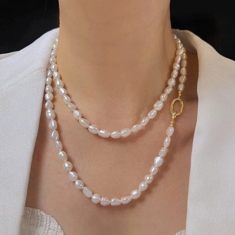 Fashion Freshwater Pearl Long Necklace For Women,18k Gold Plated Natural Pearl Necklace Vintage Elegant Beaded Baroque Necklace
Fashion Freshwater Pearl Long Necklace For Women,18k Gold Plated Natural Pearl Necklace Vintage Elegant Beaded Baroque Necklace