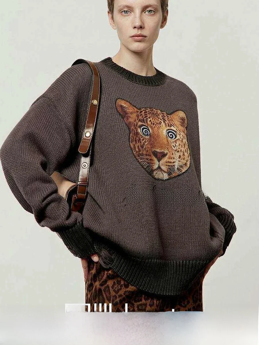 ay Knitted Loose Women's Sweater Spring New Sle Retro Dizzy Leopard Print Casual Long Sve round Ne ort Length
ay Knitted Loose Women's Sweater Spring New Sle Retro Dizzy Leopard Print Casual Long Sve round Ne ort Length