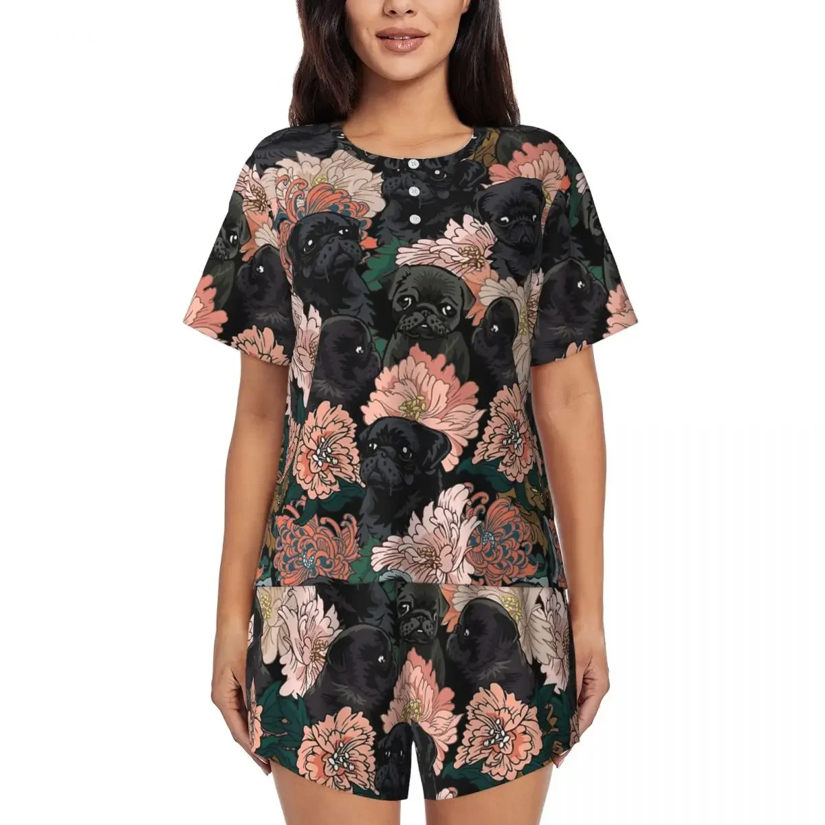 Because Black Pug Round Neck Short Sleeve Nightgowns for Sleeping Sleepshirts Women Loose Pajama Set Short Pants
Because Black Pug Round Neck Short Sleeve Nightgowns for Sleeping Sleepshirts Women Loose Pajama Set Short Pants