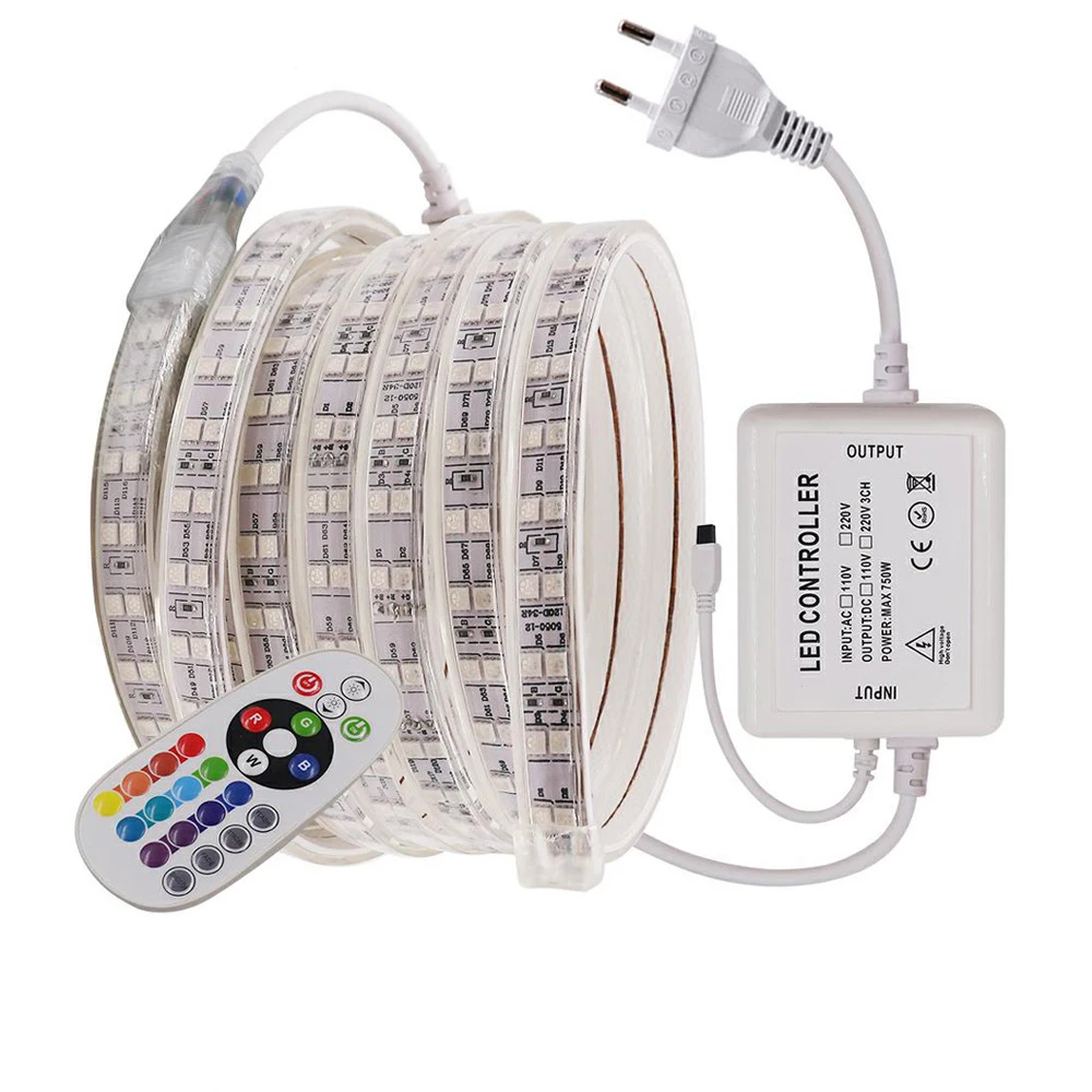 220V RGB LED Strip Outdoor 5050 120led/m 1m-50m Bleutooth Remote Control IP67 Waterproof Led Tape Light Flexible Home Decoration
220V RGB LED Strip Outdoor 5050 120led/m 1m-50m Bleutooth Remote Control IP67 Waterproof Led Tape Light Flexible Home Decoration