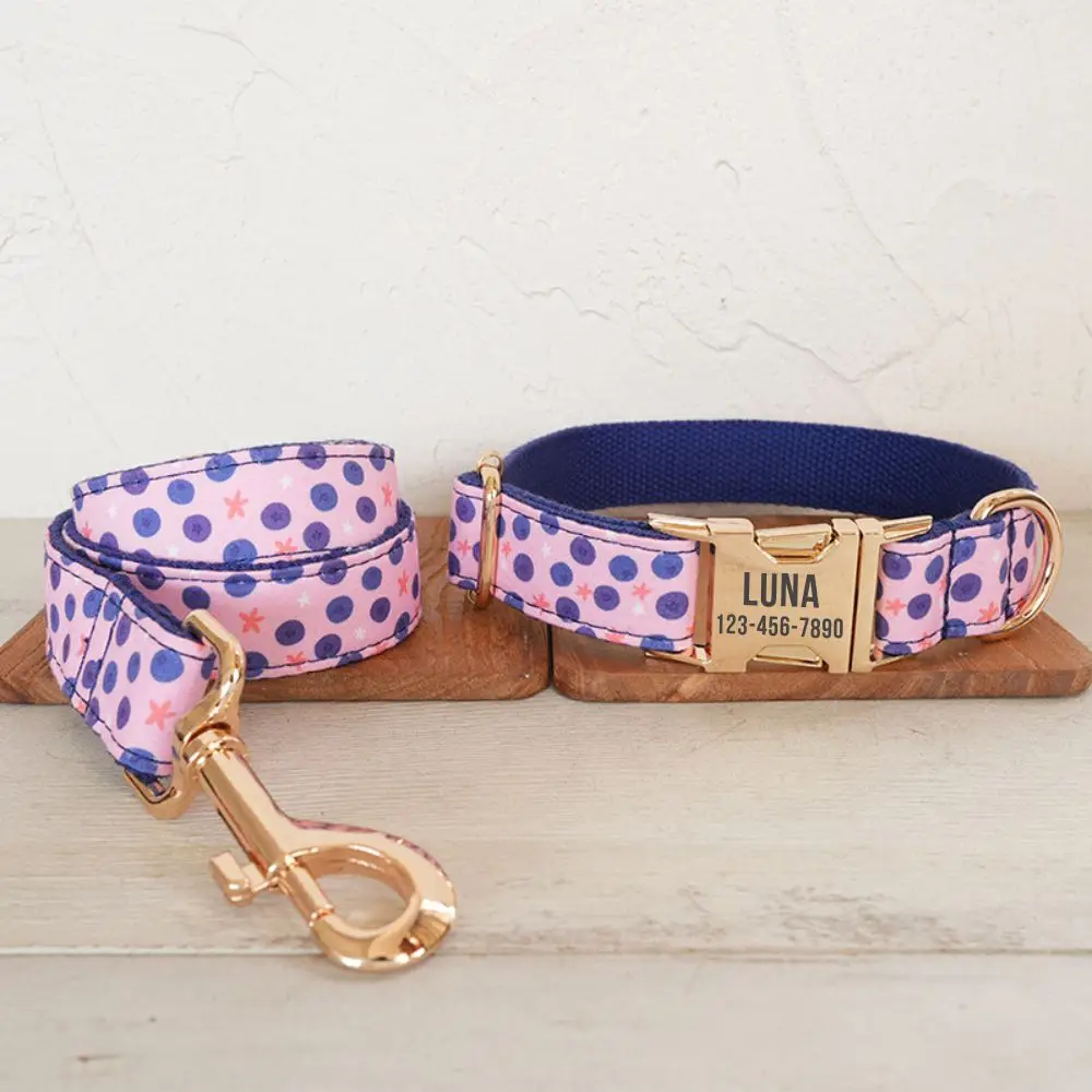 Personalized Dog Collar with Free Engraving, Matching Pet Leash,Customzied Contacts Metal Buckle,Pink Blueberry Pet Collar
Personalized Dog Collar with Free Engraving, Matching Pet Leash,Customzied Contacts Metal Buckle,Pink Blueberry Pet Collar