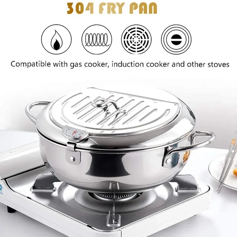 Tempura Deep Fryer,2.2L Mini 304 Stainless Steel Frying Pot Pan,with Temperature Control and Oil Filter Rack Lid 8.0Inch
Tempura Deep Fryer,2.2L Mini 304 Stainless Steel Frying Pot Pan,with Temperature Control and Oil Filter Rack Lid 8.0Inch