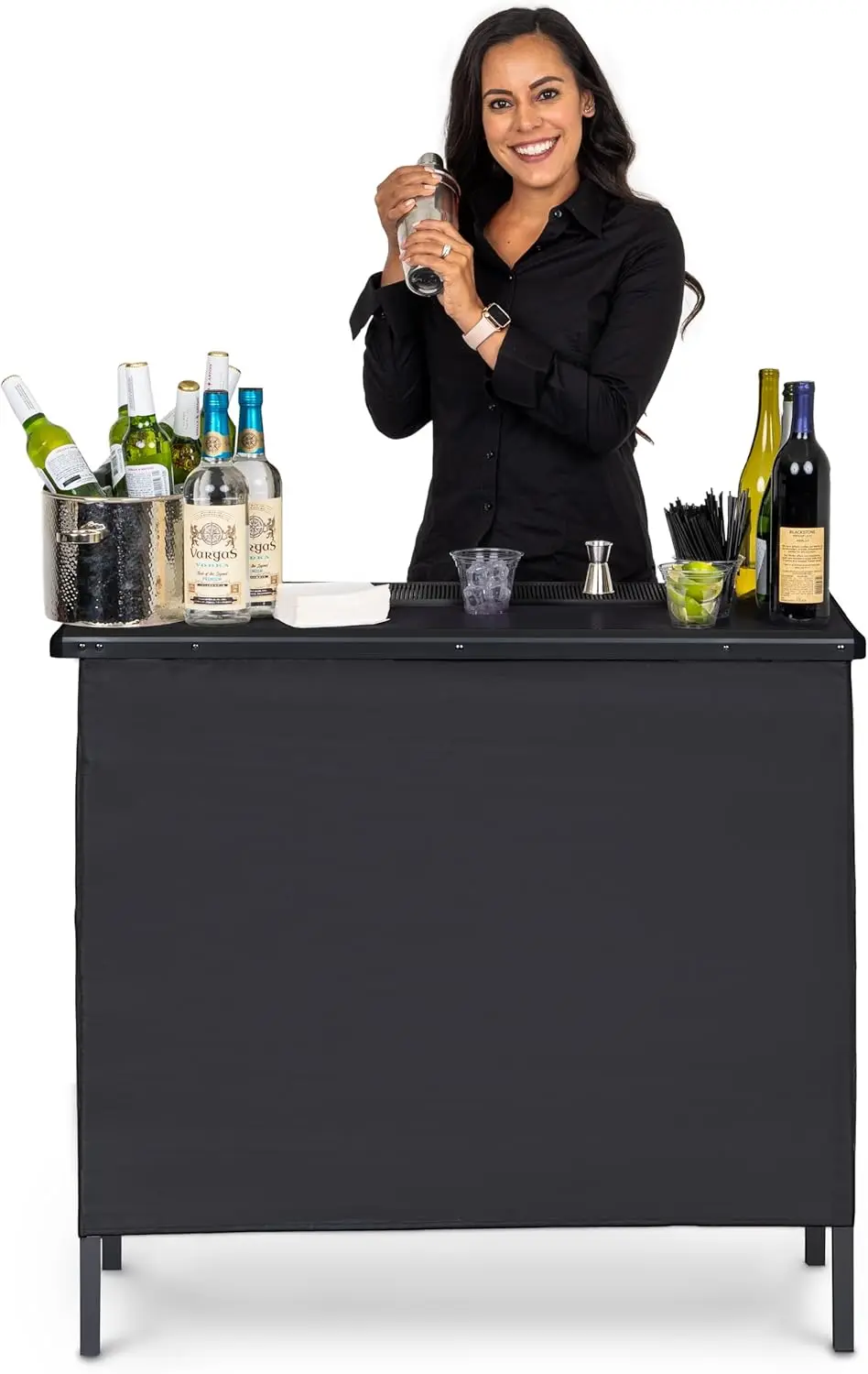 Portable Bar Table for Events - Black, 3 Skirts, LED - Pop Up Mobile Bartending Station with Travel Case
Portable Bar Table for Events - Black, 3 Skirts, LED - Pop Up Mobile Bartending Station with Travel Case