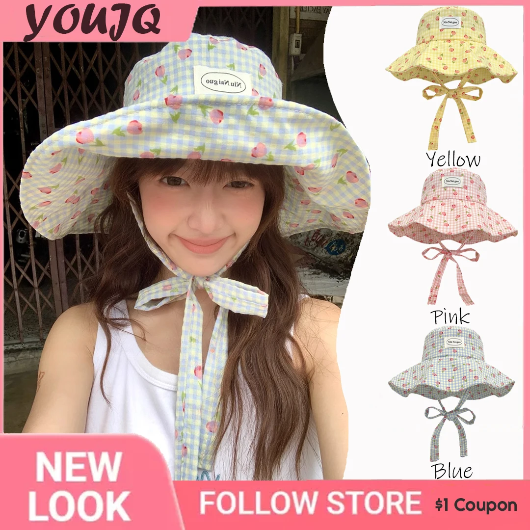 Korea Cute Fresh Tulips Flower Big Brim Sunscreen Bucket Hats for Women Summer Seaside Vacation Photo Versatile Strap Sun Hat
Korea Cute Fresh Tulips Flower Big Brim Sunscreen Bucket Hats for Women Summer Seaside Vacation Photo Versatile Strap Sun Hat