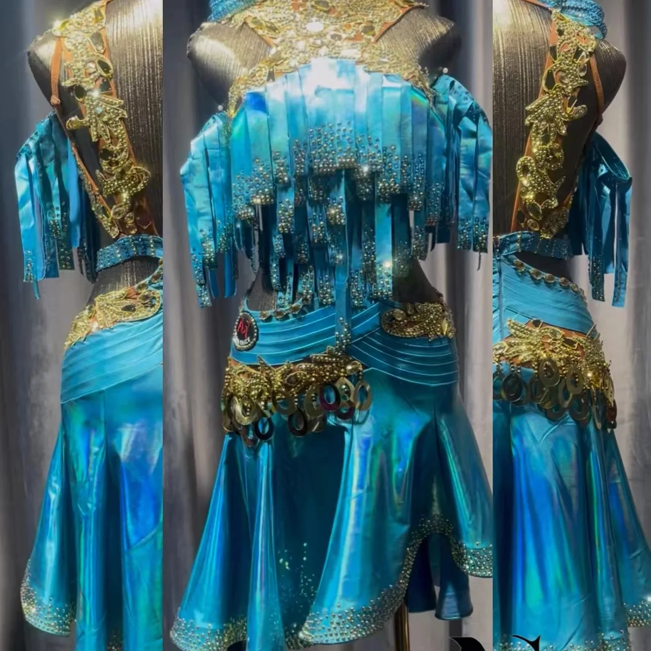 Latin Dance AB Stone Female Adult Children High end Customized Sparkling Blue Gold Black Pool Samba Performance Dress
Latin Dance AB Stone Female Adult Children High end Customized Sparkling Blue Gold Black Pool Samba Performance Dress