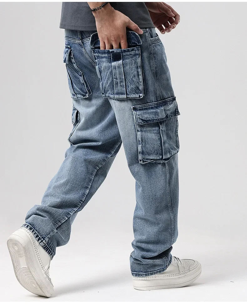 Plus size hip hop trousers men's Vintage retro multi-pocket Cargo pants work skateboard jeans mens jeans 40 42 44 46
Plus size hip hop trousers men's Vintage retro multi-pocket Cargo pants work skateboard jeans mens jeans 40 42 44 46