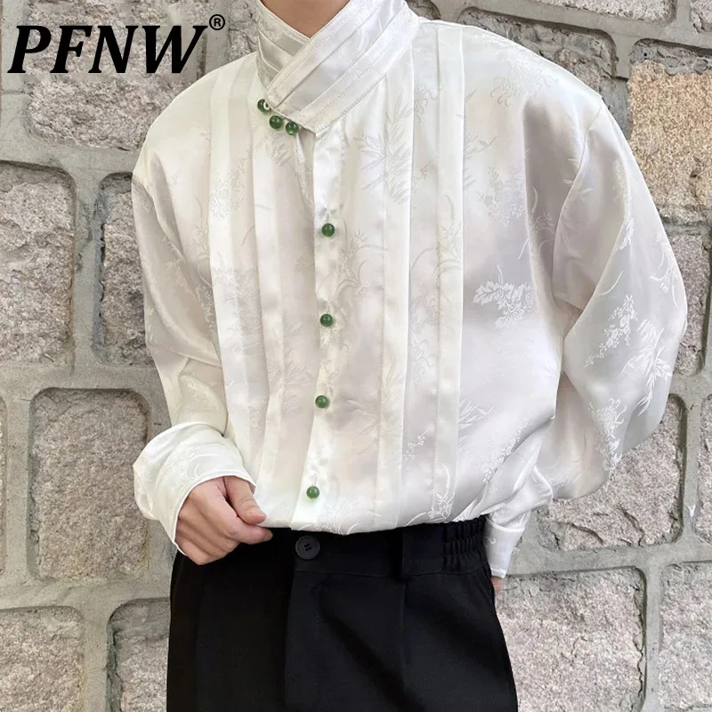 Мужская плиссированная рубашка PFNW, жаккардовая атласная рубашка с длинным рукавом и воротником-стойкой, в китайском стиле, на осень, 9C1375
Мужская плиссированная рубашка PFNW, жаккардовая атласная рубашка с длинным рукавом и воротником-стойкой, в китайском стиле, на осень, 9C1375