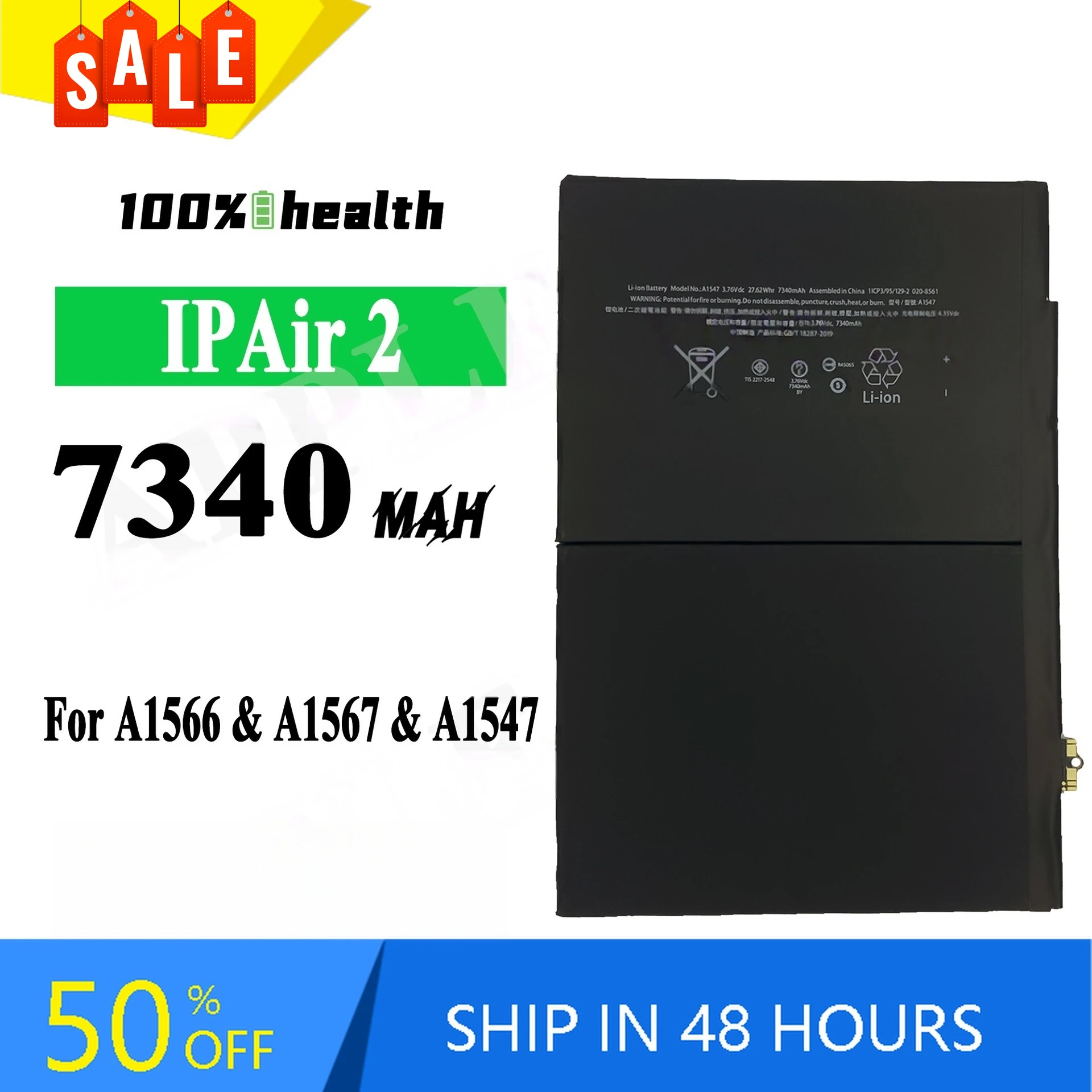 6th Generation 7340mAh Tablet Battery for Apple IPAD6 AIR2 A1566 A1567 A1547 Large Capacity Rechargeable Battery
6th Generation 7340mAh Tablet Battery for Apple IPAD6 AIR2 A1566 A1567 A1547 Large Capacity Rechargeable Battery