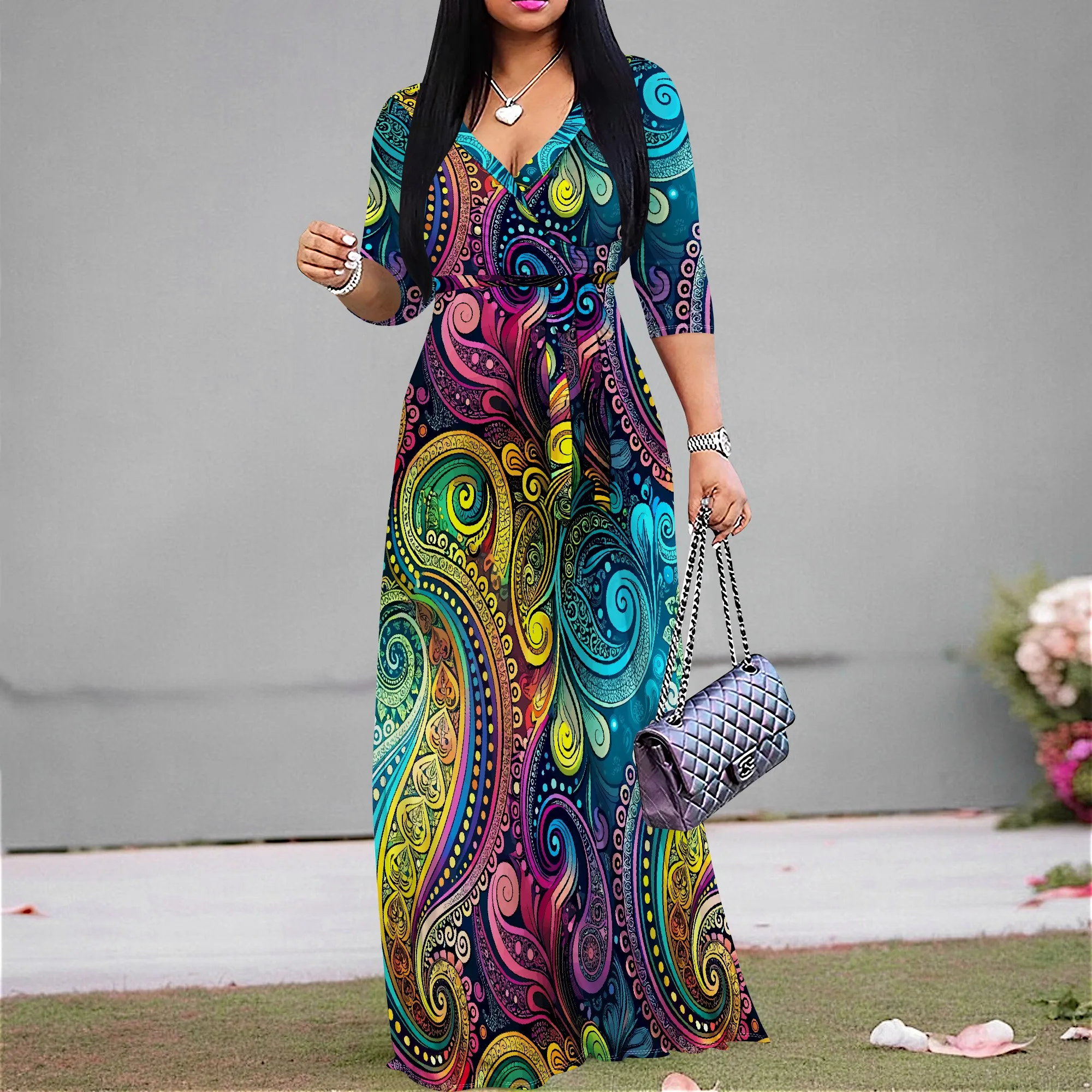 Colorful Paisley Print Wrap Maxi Dress for Women V Neck Belted S-2XL Festival Party Holiday Look
Colorful Paisley Print Wrap Maxi Dress for Women V Neck Belted S-2XL Festival Party Holiday Look