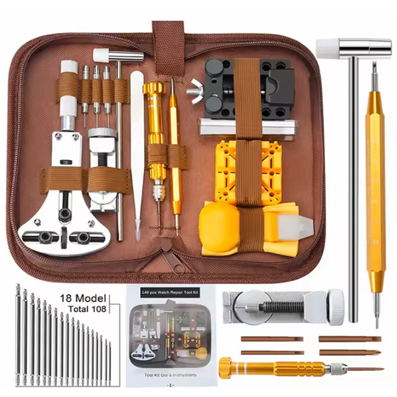149PCS 168PCS Watch Repair Kit Case Disassembler Opening Rod Kit Suitable For Battery Replacement Repair Set Watchmaker Tools