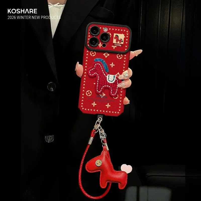 Embroidered red horse case for iPhone 16 17 Pro 15 14 13 12 11 Pro Max phone case soft funda cute ponny pendant
Embroidered red horse case for iPhone 16 17 Pro 15 14 13 12 11 Pro Max phone case soft funda cute ponny pendant