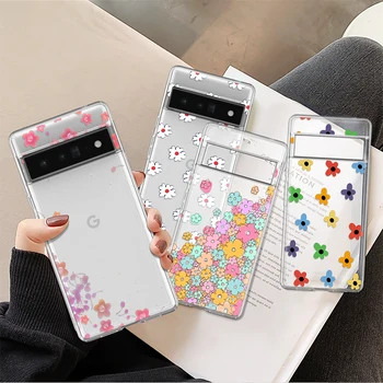 카툰 데이지 투명 휴대폰 케이스, 소프트 TPU 커버, Google Pixel 7a 7 Pro Floret 케이스, Pixel 6 6a 4a 5a 5G 4 4XL 3 3a XL