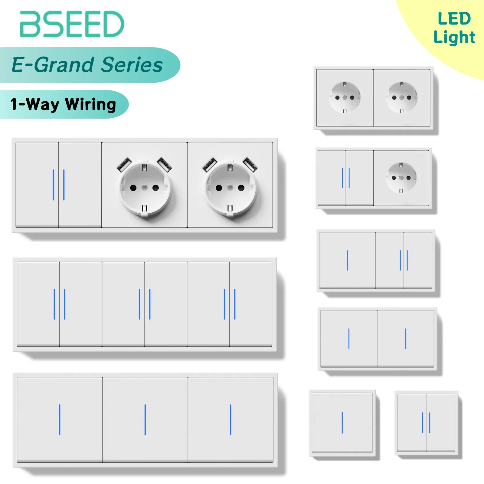 BSEED 16A Настенные розетки EU Большая кнопка Настенные светодиодные выключатели 1/2G 1Way Двойной USB-порт для зарядки телефона 5V Белый Домашняя серия E 
BSEED 16A Настенные розетки EU Большая кнопка Настенные светодиодные выключатели 1/2G 1Way Двойной USB-порт для зарядки телефона 5V Белый Домашняя серия E