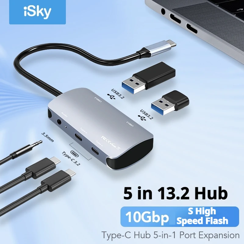 Док-станция iSky 5-в-1 Type-C USB 3.2 Gen 2 10 Гбит/с Высокоскоростной USB-концентратор Конвертер для ноутбука и планшета для док-станции компьютера
Док-станция iSky 5-в-1 Type-C USB 3.2 Gen 2 10 Гбит/с Высокоскоростной USB-концентратор Конвертер для ноутбука и планшета для док-станции компьютера