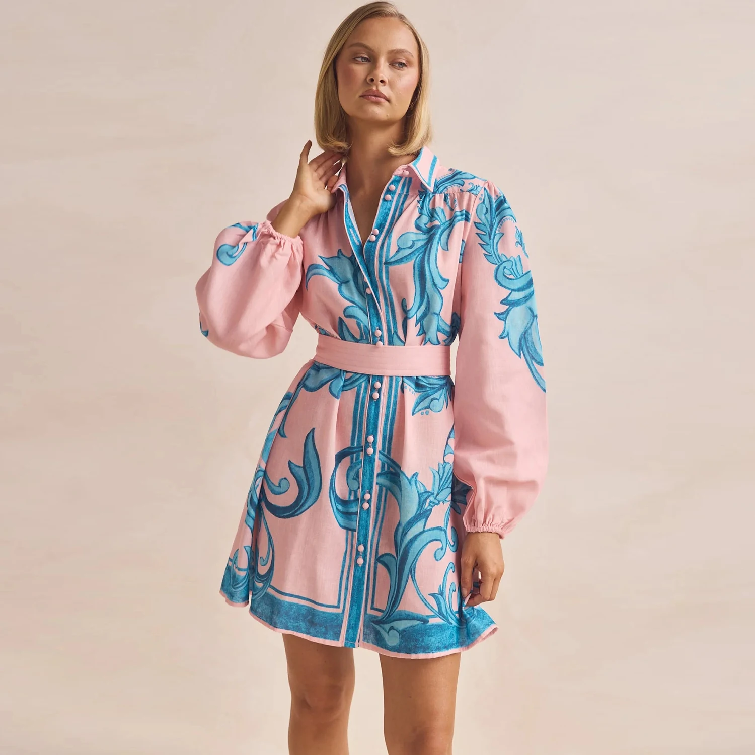 Women Shirt Collar Floral Print Single Breasted Belt A Line Mini Casual Party Dress
Women Shirt Collar Floral Print Single Breasted Belt A Line Mini Casual Party Dress