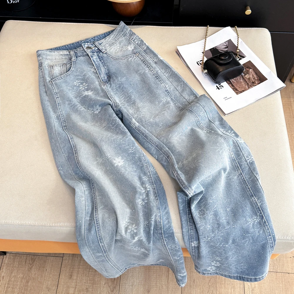 Retro Embroidered Washed Color Fixed High Waist Wide Leg Long Jeans Women Summer Casual Style Denim Pants Floor Length
Retro Embroidered Washed Color Fixed High Waist Wide Leg Long Jeans Women Summer Casual Style Denim Pants Floor Length