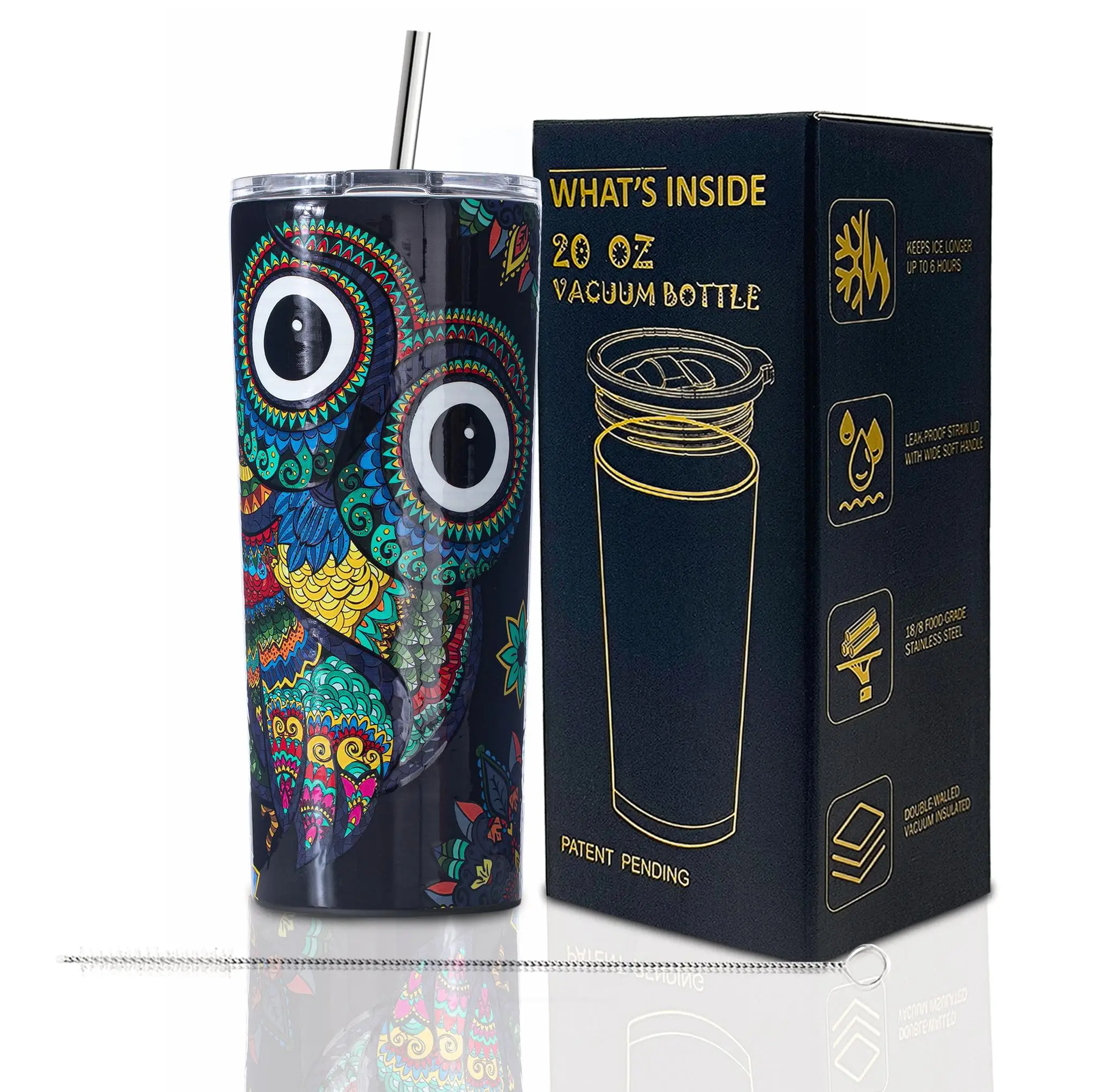 Colorful Owl 20oz Tumbler – Stainless Steel, Vacuum Insulated, BPA-Free, Wide Mouth, Double Wall Gift Cup
Colorful Owl 20oz Tumbler – Stainless Steel, Vacuum Insulated, BPA-Free, Wide Mouth, Double Wall Gift Cup