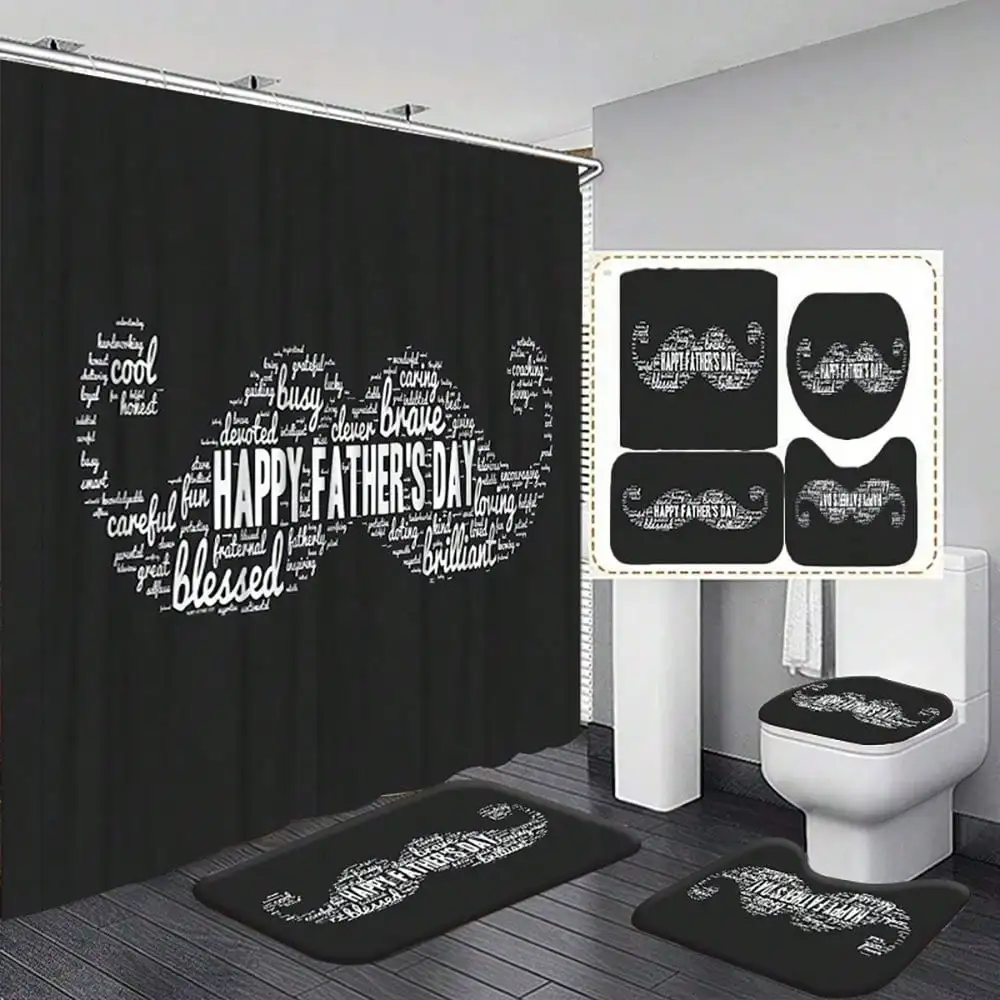 1/4pcs Shower Curtain Set, Shower Curtain With 12 Hooks, Non-Slip Bathroom Mat, U-Shaped Rug And Round Toilet Seat Cover"Happy Father's Day Shower Curtain Set - Mustache Design, Bathroom Decor, Stylish Home Decoration, 71x71 Inches"
1/4pcs Shower Curtain Set, Shower Curtain With 12 Hooks, Non-Slip Bathroom Mat, U-Shaped Rug And Round Toilet Seat Cover"Happy Father's Day Shower Curtain Set - Mustache Design, Bathroom Decor, Stylish Home Decoration, 71x71 Inches"