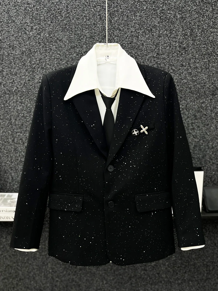 Faionable Pad oulder Men's Suit Jaet Casual Bright Sequins Autumn Spring Stand Fit Youth ular Long Sve Single ...
Faionable Pad oulder Men's Suit Jaet Casual Bright Sequins Autumn Spring Stand Fit Youth ular Long Sve Single ...