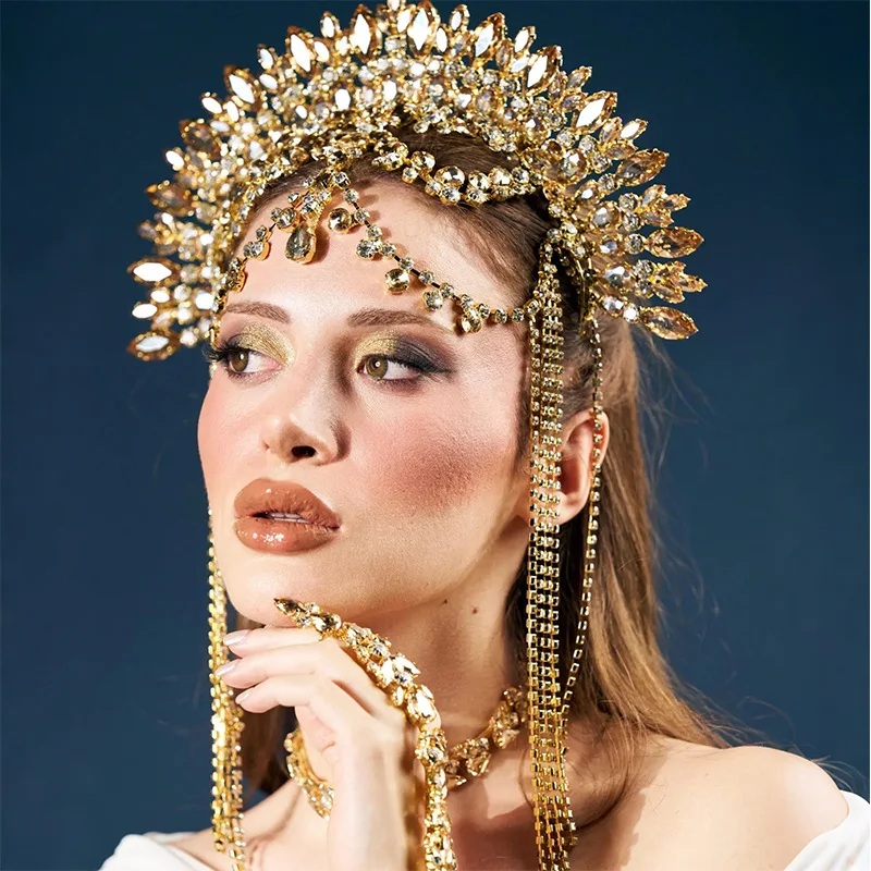 New baroque rhinestone fringed crown Greek Muse exotic bridal headdress
New baroque rhinestone fringed crown Greek Muse exotic bridal headdress