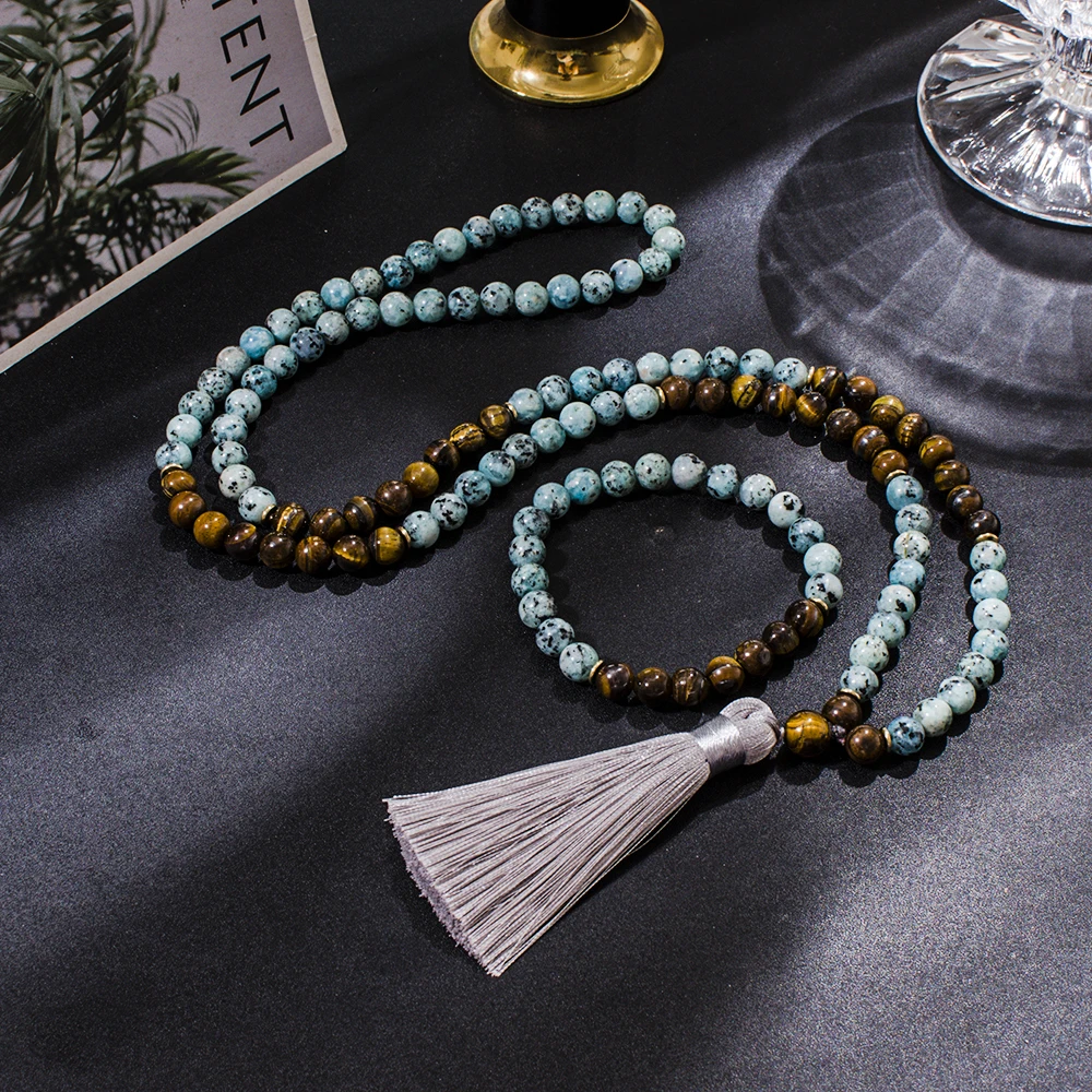 8mm Yellow Tiger Eye Beaded Necklace 108 Mala Jewelry Set Meditation Yoga Prayer Japamala Rosary for Men and Women
8mm Yellow Tiger Eye Beaded Necklace 108 Mala Jewelry Set Meditation Yoga Prayer Japamala Rosary for Men and Women