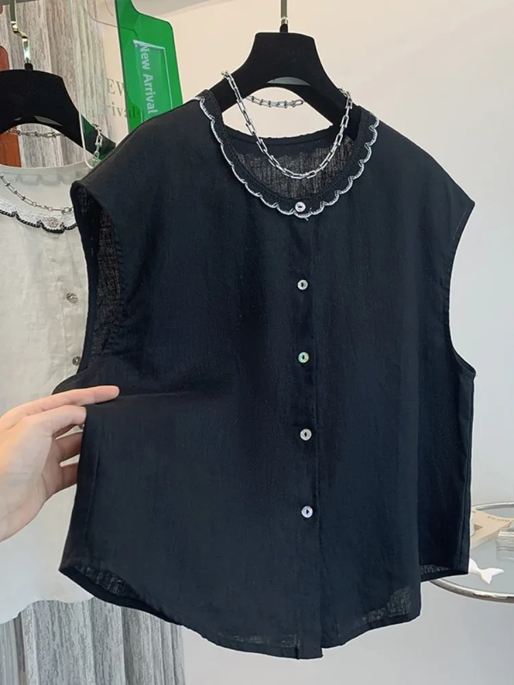 Artistic Lace Trim round Ne Cotton Linen Svel irt Women Summer Lightweight Cool Feeling Youthful Loose Slimming Lin...
Artistic Lace Trim round Ne Cotton Linen Svel irt Women Summer Lightweight Cool Feeling Youthful Loose Slimming Lin...