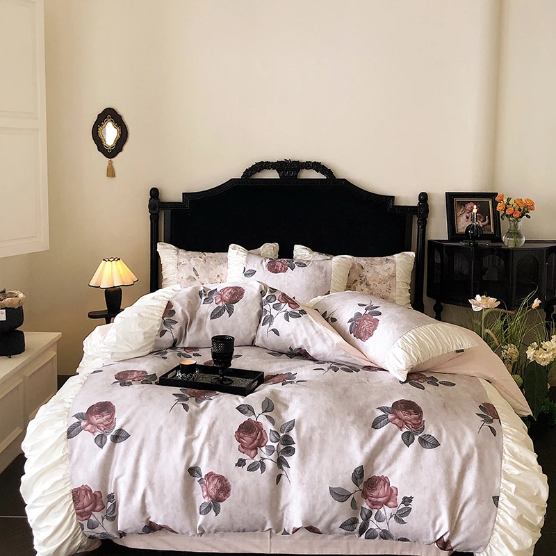 Premium 1000TC Egyptian Cotton Vintage Rose Print Pleat Edge Bedding Set Duvet Cover Set Flat/Fitted Bed Sheet Pillowcase 4Pcs
Premium 1000TC Egyptian Cotton Vintage Rose Print Pleat Edge Bedding Set Duvet Cover Set Flat/Fitted Bed Sheet Pillowcase 4Pcs