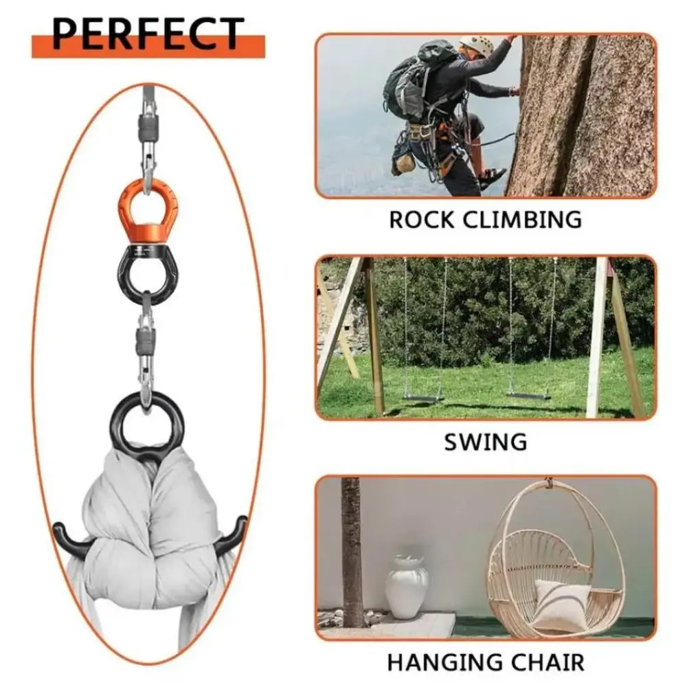 Rotary Swivel 360° Rotation 30kN Swivel Carabiner Heavy-Duty Anti-Tangles Rotating Carabiner Universal Swivel Connector Hammock
Rotary Swivel 360° Rotation 30kN Swivel Carabiner Heavy-Duty Anti-Tangles Rotating Carabiner Universal Swivel Connector Hammock