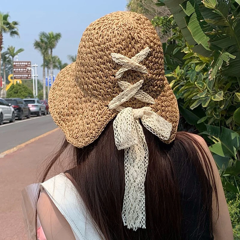 Straw Women's Lace Bow Hollow Crochet sun Cap,Summer Wide Brim Sunshade Panama Hat Fashion Foldable Beach Hat for Travel
Straw Women's Lace Bow Hollow Crochet sun Cap,Summer Wide Brim Sunshade Panama Hat Fashion Foldable Beach Hat for Travel