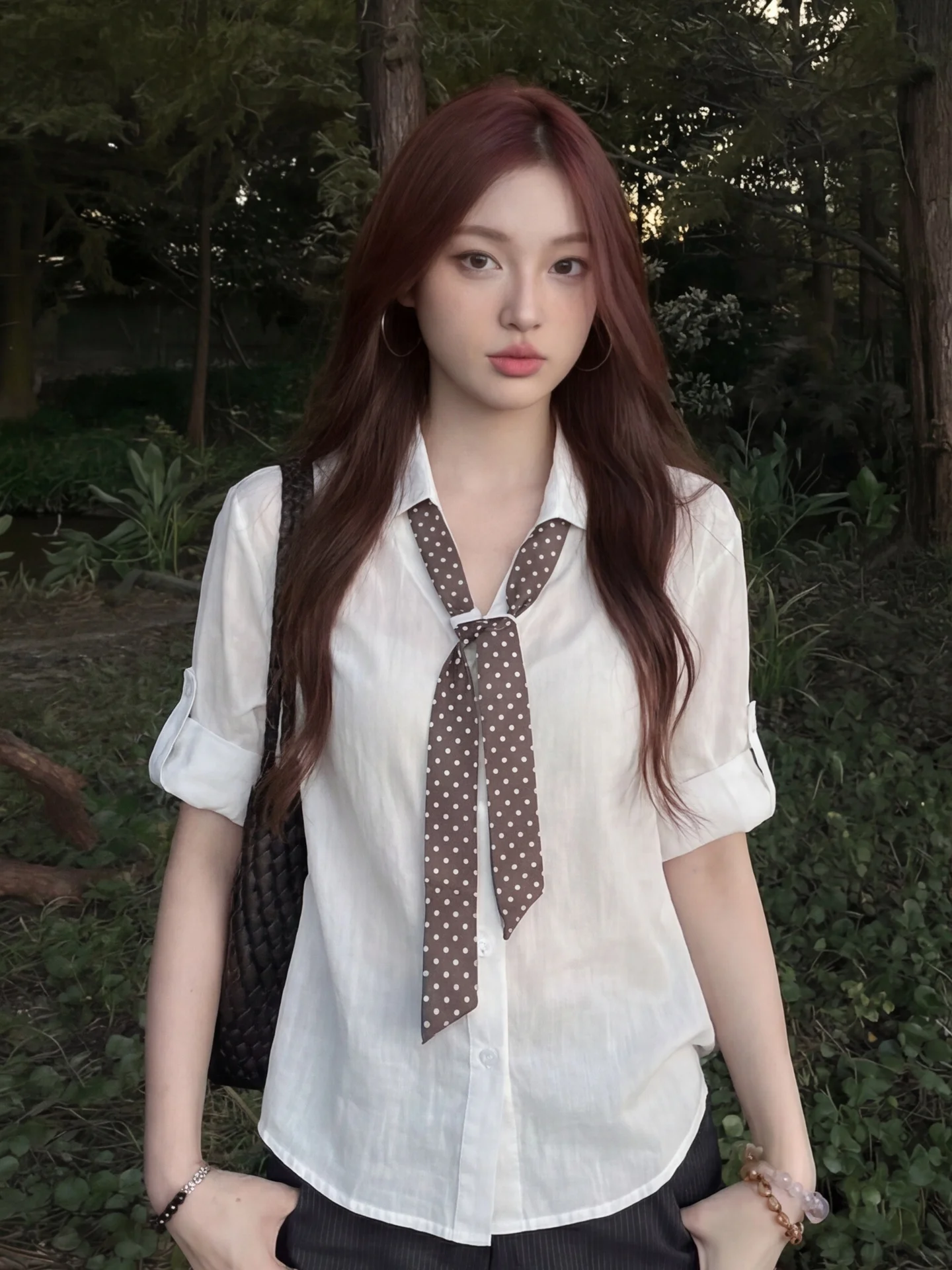 Slimming Summer Thin Shirt Women's Loose Fit Five-Quarter Sleeve Regular Length Pure Color Commute Style Korean Version
Slimming Summer Thin Shirt Women's Loose Fit Five-Quarter Sleeve Regular Length Pure Color Commute Style Korean Version