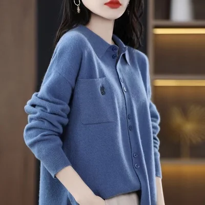 Qingdao Women's Cashmere Knitted Cardigan Spring Autumn Woolen Shirt Collar Open Front Long Sleeve Loose Fit Regular Length
Qingdao Women's Cashmere Knitted Cardigan Spring Autumn Woolen Shirt Collar Open Front Long Sleeve Loose Fit Regular Length
