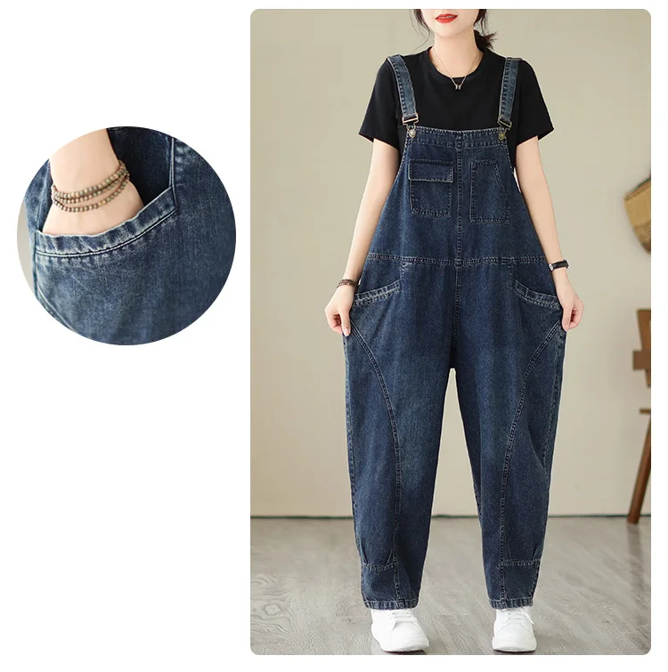 Spring Fall Fashion Women's Multi Pocket Cargo Suspender Female Vintage Patchwork Blue Denim Overalls Casual Loose Jumpsuit
Spring Fall Fashion Women's Multi Pocket Cargo Suspender Female Vintage Patchwork Blue Denim Overalls Casual Loose Jumpsuit