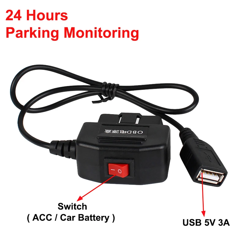 24 Hours Parking Monitoring 5V 3A USB Car Charge Cable OBD Hardwire Kit Car Dash Cam Wire for Dash Cam Corder Vehicle Car DVR
24 Hours Parking Monitoring 5V 3A USB Car Charge Cable OBD Hardwire Kit Car Dash Cam Wire for Dash Cam Corder Vehicle Car DVR