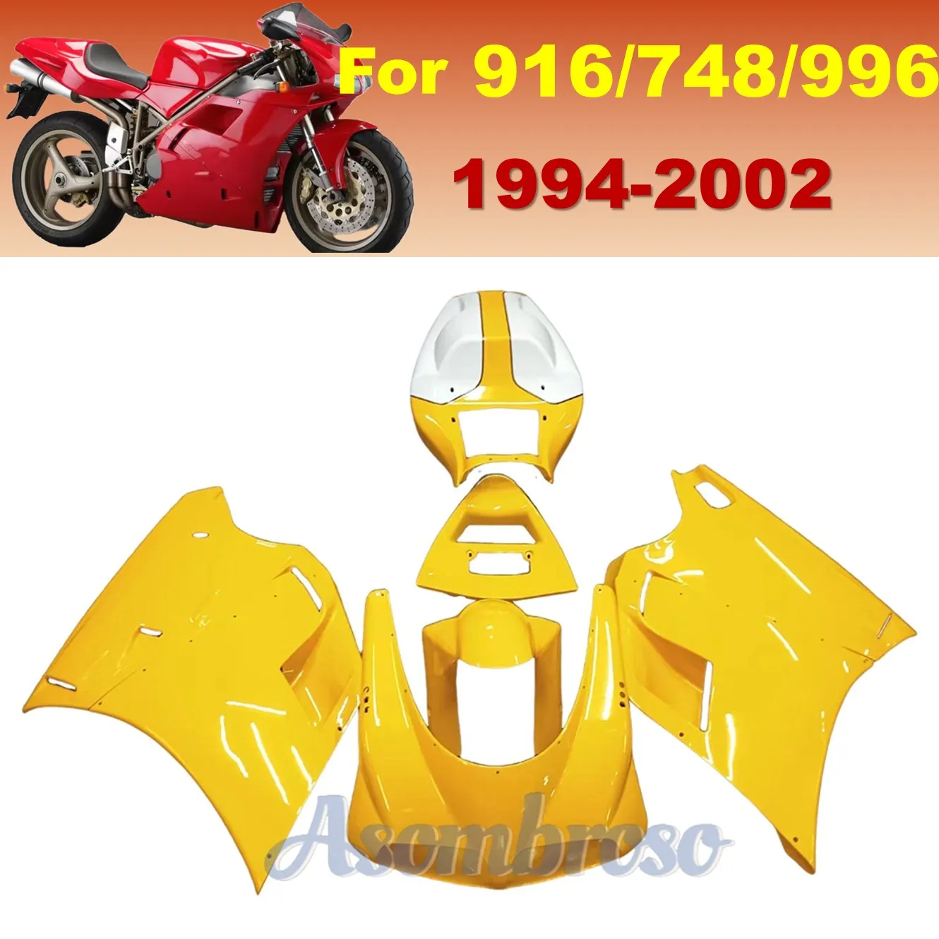 ABS Plastic Panel Set For Ducati 748 916 996 94-02 Yellow Full Shell Motorcycle Upgrade
ABS Plastic Panel Set For Ducati 748 916 996 94-02 Yellow Full Shell Motorcycle Upgrade