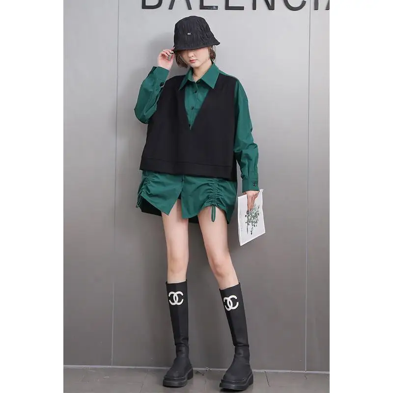 Small Niche Design Casual Shirt For Women Spring 2025 New Item Fake Two-piece Spliced Vest Loose Drawstring Top рубашка кофта
Small Niche Design Casual Shirt For Women Spring 2025 New Item Fake Two-piece Spliced Vest Loose Drawstring Top рубашка кофта