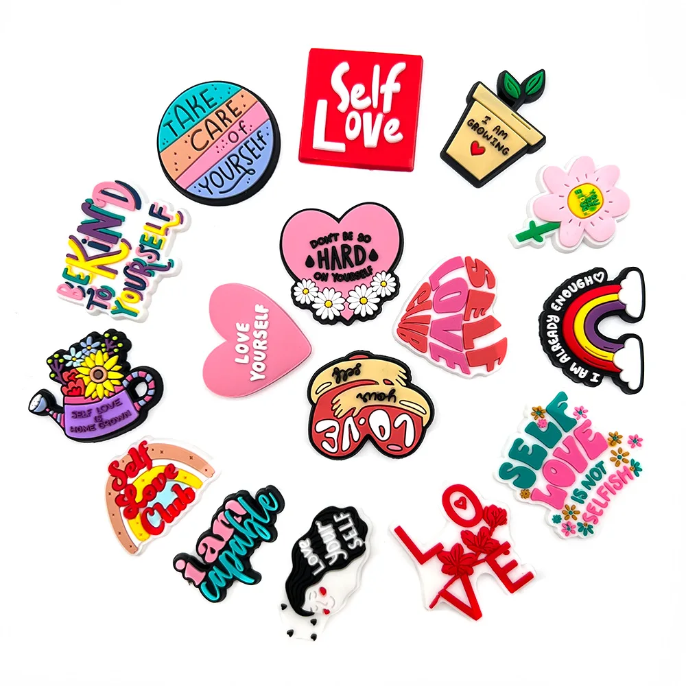 16Pcs PVC Shoe Charm Cartoon Love Yourself Series Shoe Charms DIY Hole Shoes Ornaments Sandals Accessories Kid Gift
16Pcs PVC Shoe Charm Cartoon Love Yourself Series Shoe Charms DIY Hole Shoes Ornaments Sandals Accessories Kid Gift