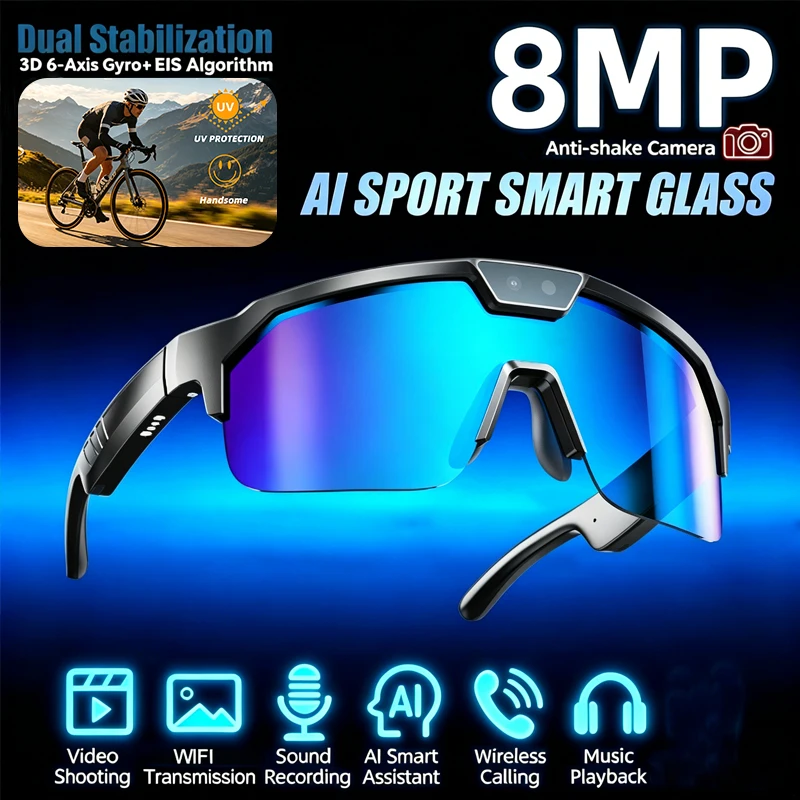 2026 New Al Sports Camera Glasses 800W HD Camera UV Protection Al Voice Assistant Bluetooth Call Listening Music Smart Glasses
2026 New Al Sports Camera Glasses 800W HD Camera UV Protection Al Voice Assistant Bluetooth Call Listening Music Smart Glasses