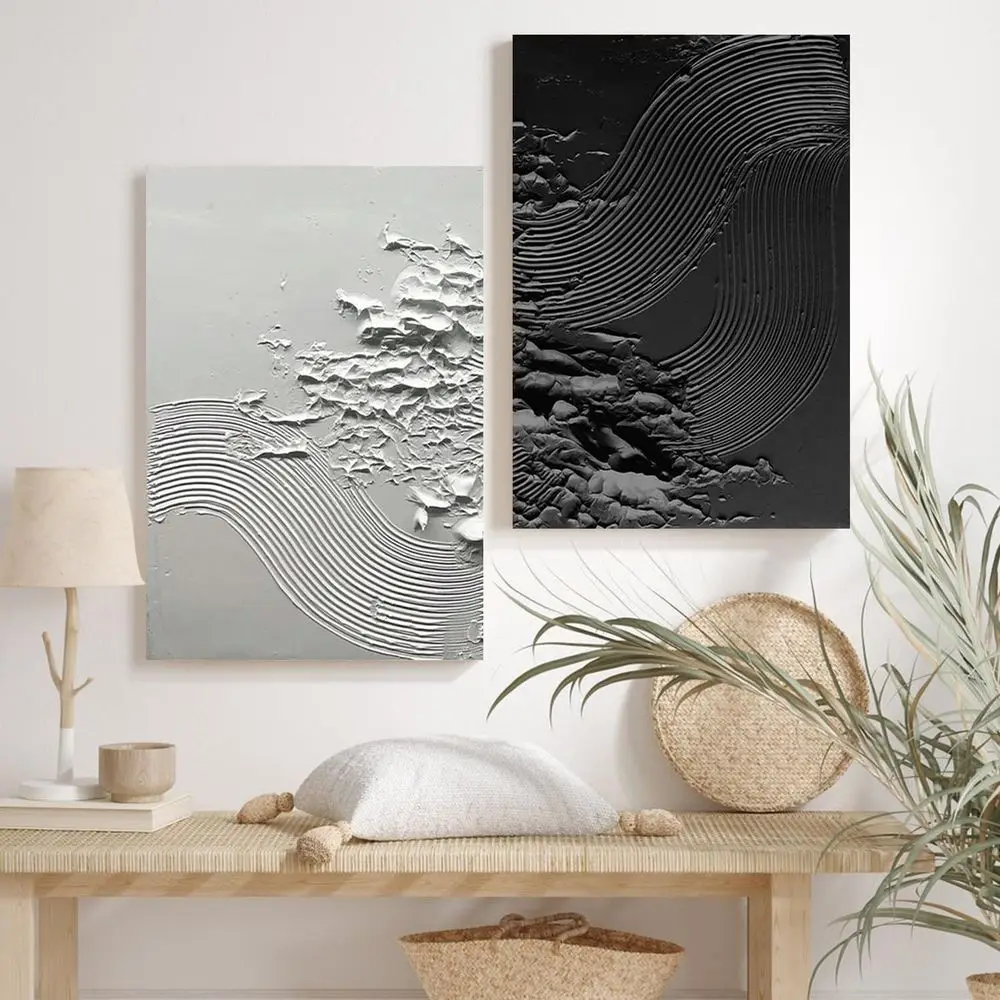 Hand-Painted Abstract Textured Lines Wall Art, 32x48 Inch Black & White Canvas for Living Room, Kitchen, Bedroom, Hotel Lobby De
Hand-Painted Abstract Textured Lines Wall Art, 32x48 Inch Black & White Canvas for Living Room, Kitchen, Bedroom, Hotel Lobby De