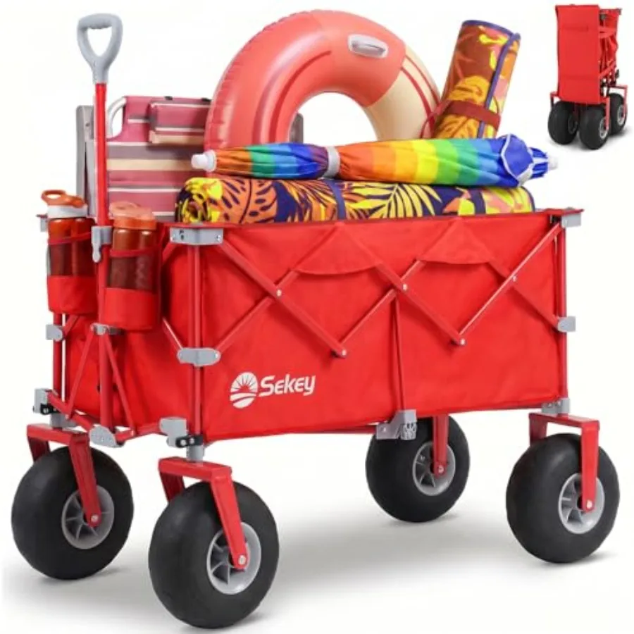 Heavy Duty Beach Wagon for sand, camping, groceries steel frame, black, 600lb capacity, 200L foldable cart with 9 sand-proof al
Heavy Duty Beach Wagon for sand, camping, groceries steel frame, black, 600lb capacity, 200L foldable cart with 9 sand-proof al