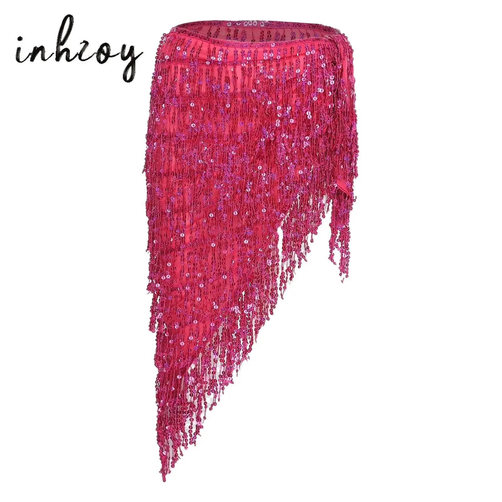 Womens Spanish Chacha Latin Dance Skirt Sequined Tassel Hip Scarf Tying Irregular Cover Up Skirt for Belly Dance Performance 
Womens Spanish Chacha Latin Dance Skirt Sequined Tassel Hip Scarf Tying Irregular Cover Up Skirt for Belly Dance Performance