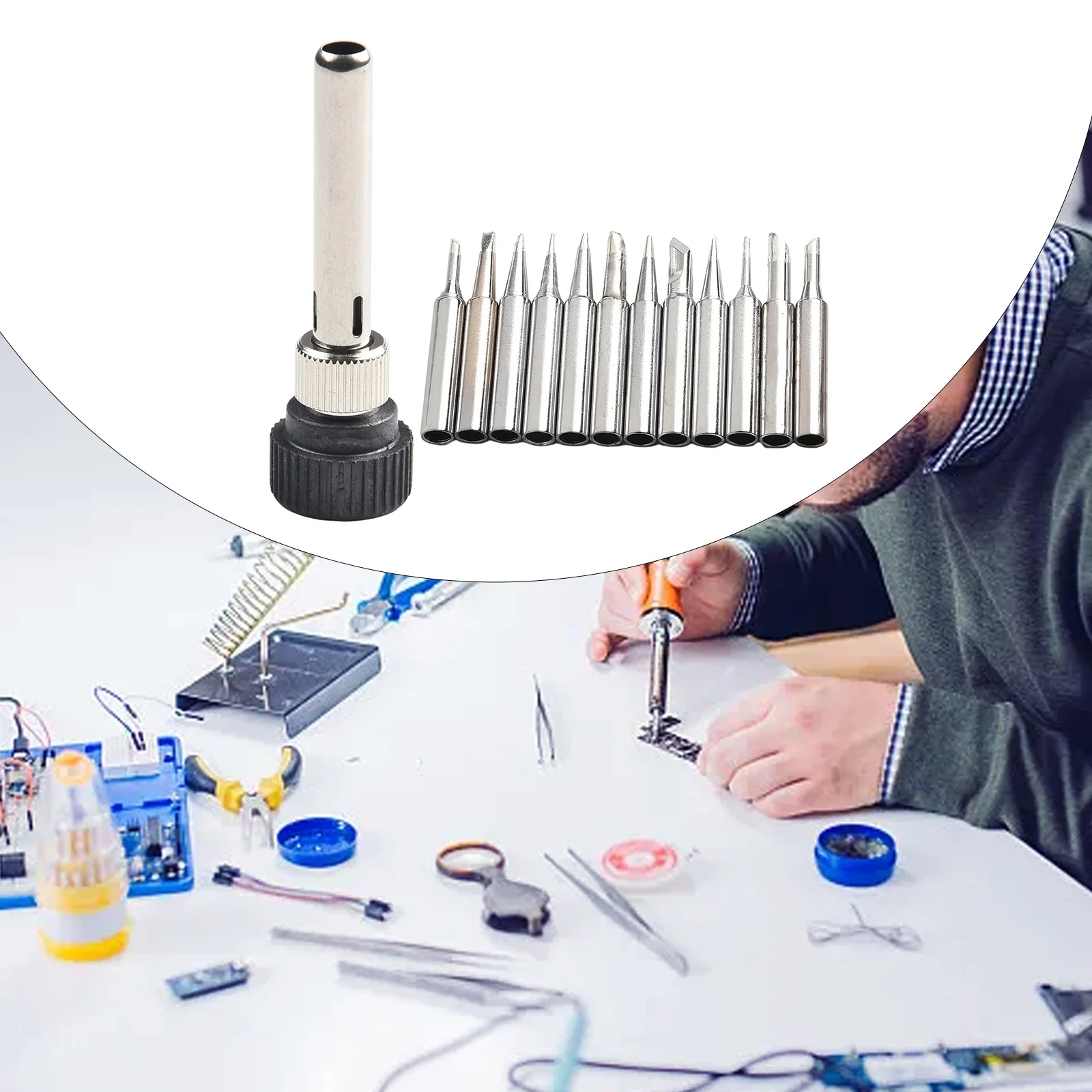 4.2cm Soldering Iron Tips 13pcs/set 900M-T 907 933 926 937 928 94 Silver Station Tool W/Handle Adapter High Quality
4.2cm Soldering Iron Tips 13pcs/set 900M-T 907 933 926 937 928 94 Silver Station Tool W/Handle Adapter High Quality