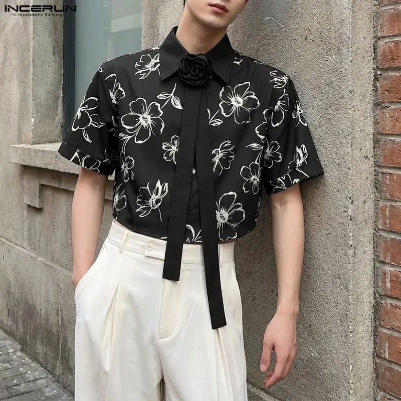 INCERUN Men's Shirt Flower Printing Lapel Short Sleeve Lace Up Crop Tops Shirts For Man Streetwear Summer Fashion Casual Camisa
INCERUN Men's Shirt Flower Printing Lapel Short Sleeve Lace Up Crop Tops Shirts For Man Streetwear Summer Fashion Casual Camisa