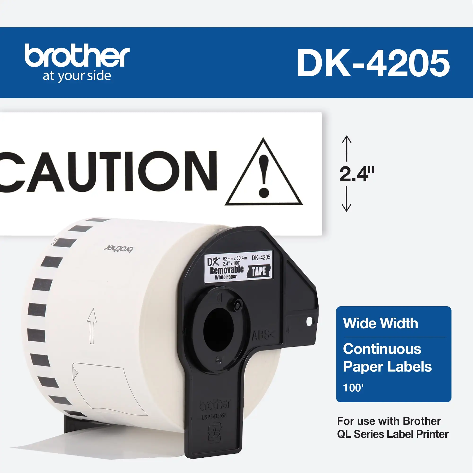 Brother Genuine DK-4205 Removable Continuous Length White Paper Labels for Brother QL Label Printers
Brother Genuine DK-4205 Removable Continuous Length White Paper Labels for Brother QL Label Printers