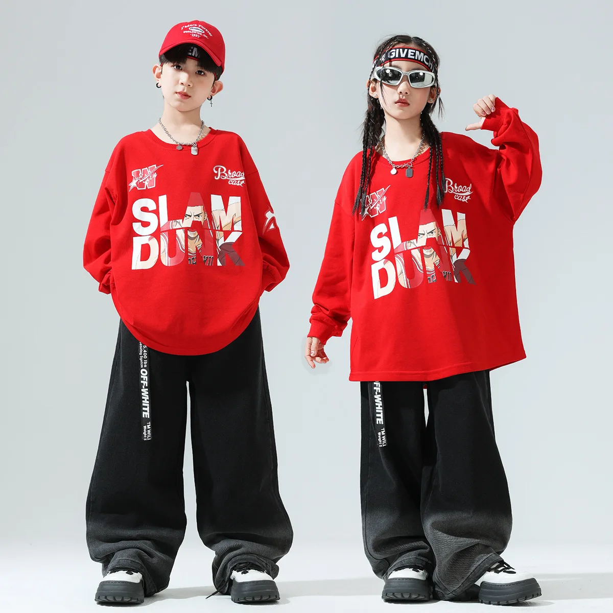 Kid Kpop Hip Hop Clothing Red Letters Sweatshirt Black Gray Casual Jeans Baggy Pants for Girls Boys Dance Wear Costumes Clothes
Kid Kpop Hip Hop Clothing Red Letters Sweatshirt Black Gray Casual Jeans Baggy Pants for Girls Boys Dance Wear Costumes Clothes