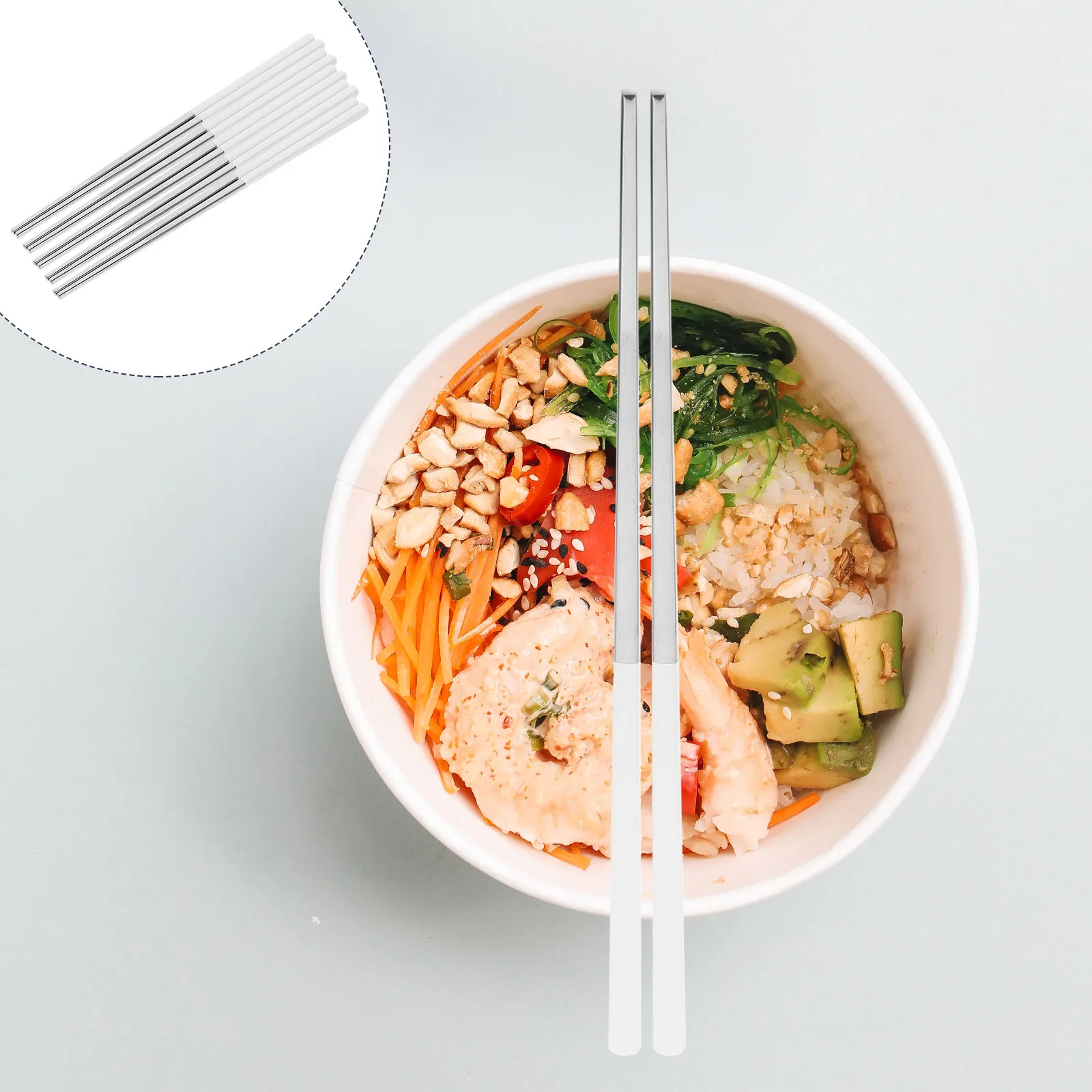 5Pairs Anti-Skid Stainless Steel Chopsticks Reusable Kitchen Metal Chopsticks Party Camping Travel Chopstick Set
5Pairs Anti-Skid Stainless Steel Chopsticks Reusable Kitchen Metal Chopsticks Party Camping Travel Chopstick Set