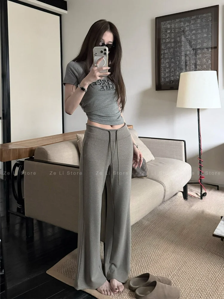 Gray Casual Straight Leg Pants Women's Summer 2026 New Korean Version mid Waist Flared Loose Wide Leg Pants Elegant
Gray Casual Straight Leg Pants Women's Summer 2026 New Korean Version mid Waist Flared Loose Wide Leg Pants Elegant