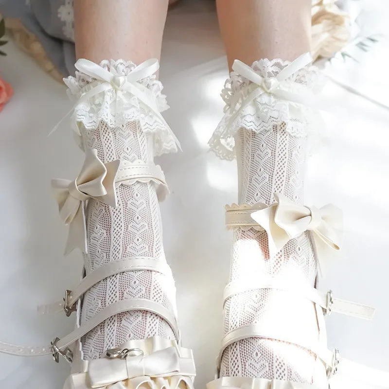 Women's Summer Spring Cotton Socks Thin White Lolita Lace Stocking Black Jk Bow Sweet Mid-leg Calf Socks Sweet Style Girls Gift
Women's Summer Spring Cotton Socks Thin White Lolita Lace Stocking Black Jk Bow Sweet Mid-leg Calf Socks Sweet Style Girls Gift
