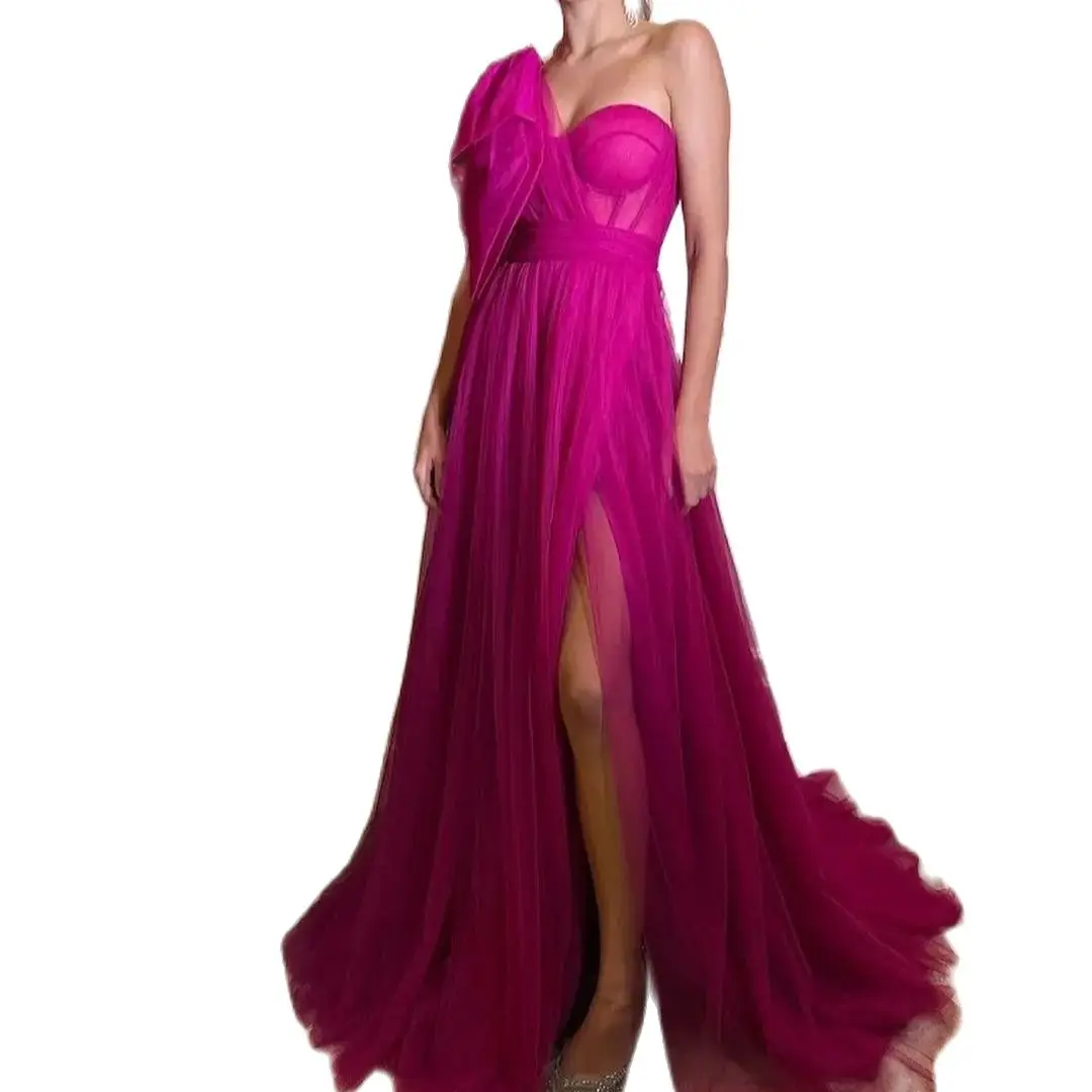 One Shoulder Prom Dresses with Bow Wedding Guest Party Dress for Women Side Split Tulle Evening Gowns Robe De Soirée Sweetheart
One Shoulder Prom Dresses with Bow Wedding Guest Party Dress for Women Side Split Tulle Evening Gowns Robe De Soirée Sweetheart